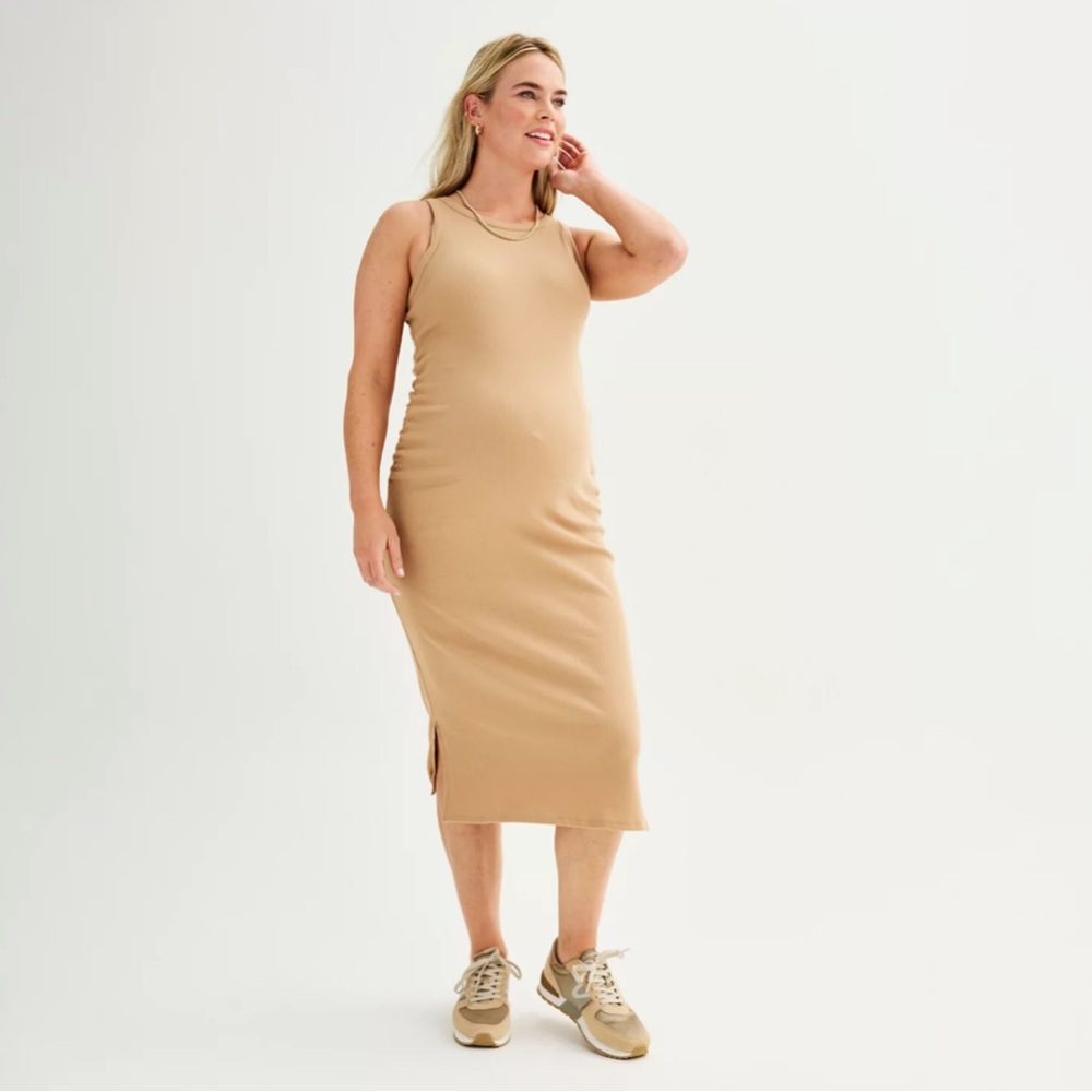 Kohls maternity dress midi tan